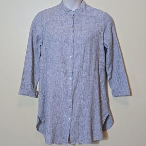 Cut Loose Linen Cotton Tunic Button Front Coastal Beach Lagenlook Size Large